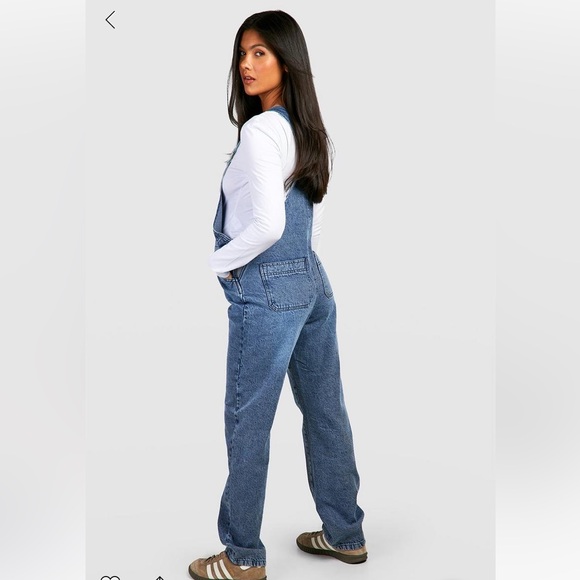 BOOHOO• Maternity• Size US 12• Dark Blue Wash Straight Leg Overalls - Picture 7 of 7